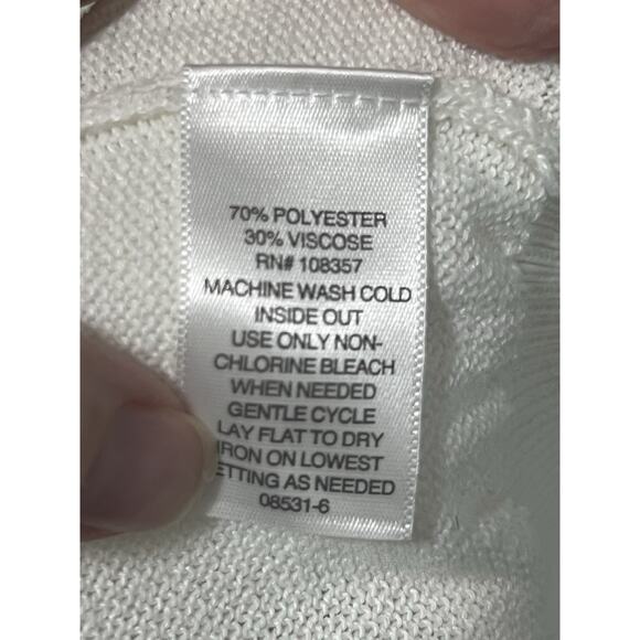 Liz Claiborne Women’s XXL Cream Colored Scalloped Neck Knit Sweater Fairy Isle - Picture 7 of 9